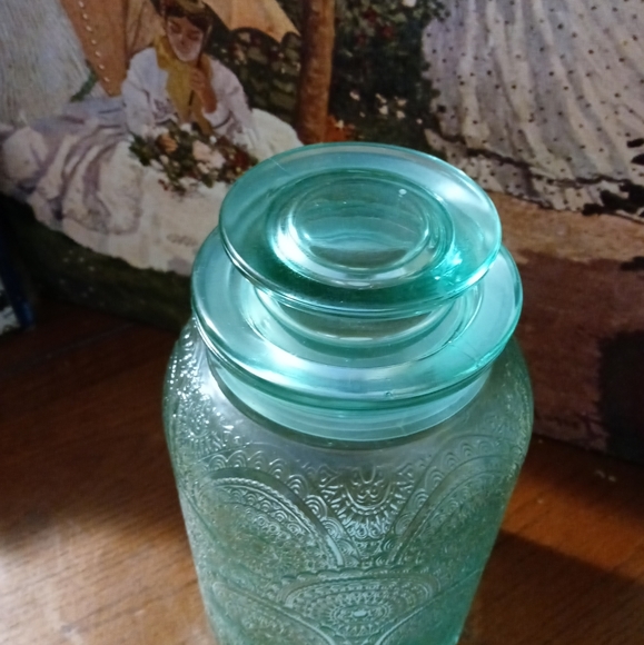 5 Vintage Fortecrisa pink glass saucers set. &Adeline Blue Cookie Jar,Nice ๐ป๐ - Picture 13 of 15